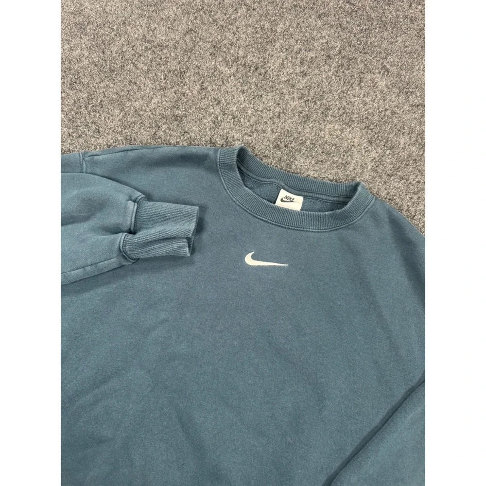 VTG Nike Center Swoosh Crewneck Sweatshirt Blue Faded Y2K Men's Small